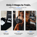 Product packaging and usage instructions for a training device with text 'Only 3 Steps to Train'.