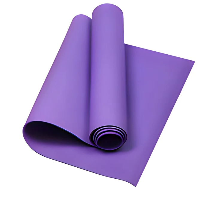 Purple comfort-fit yoga mat for yoga, Pilates, and women’s fitness.