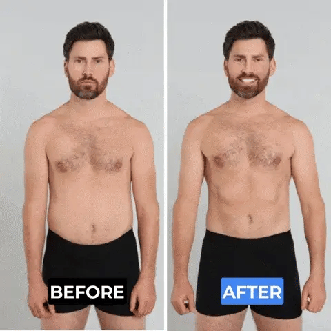 Before and after using EMS electric muscle stimulator by SmarMuscleGear