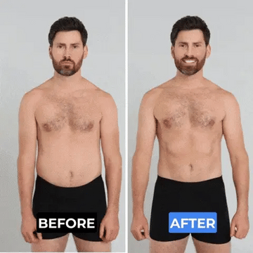 Before and after using EMS electric muscle stimulator by SmarMuscleGear