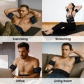 EMS ab and arm muscle stimulator used during home fitness routine
